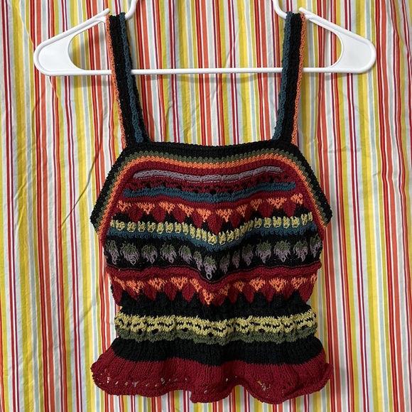 🌟Host Pick 6/25!🌟 NWOT Zara multicolor crochet sweater vest top with ruffles! S - Picture 2 of 6